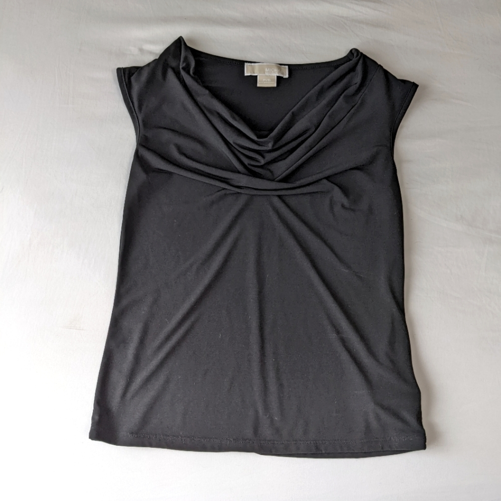 Michael Kors Black Cowl Neck Blouse Sleeveless Women's Petite Small